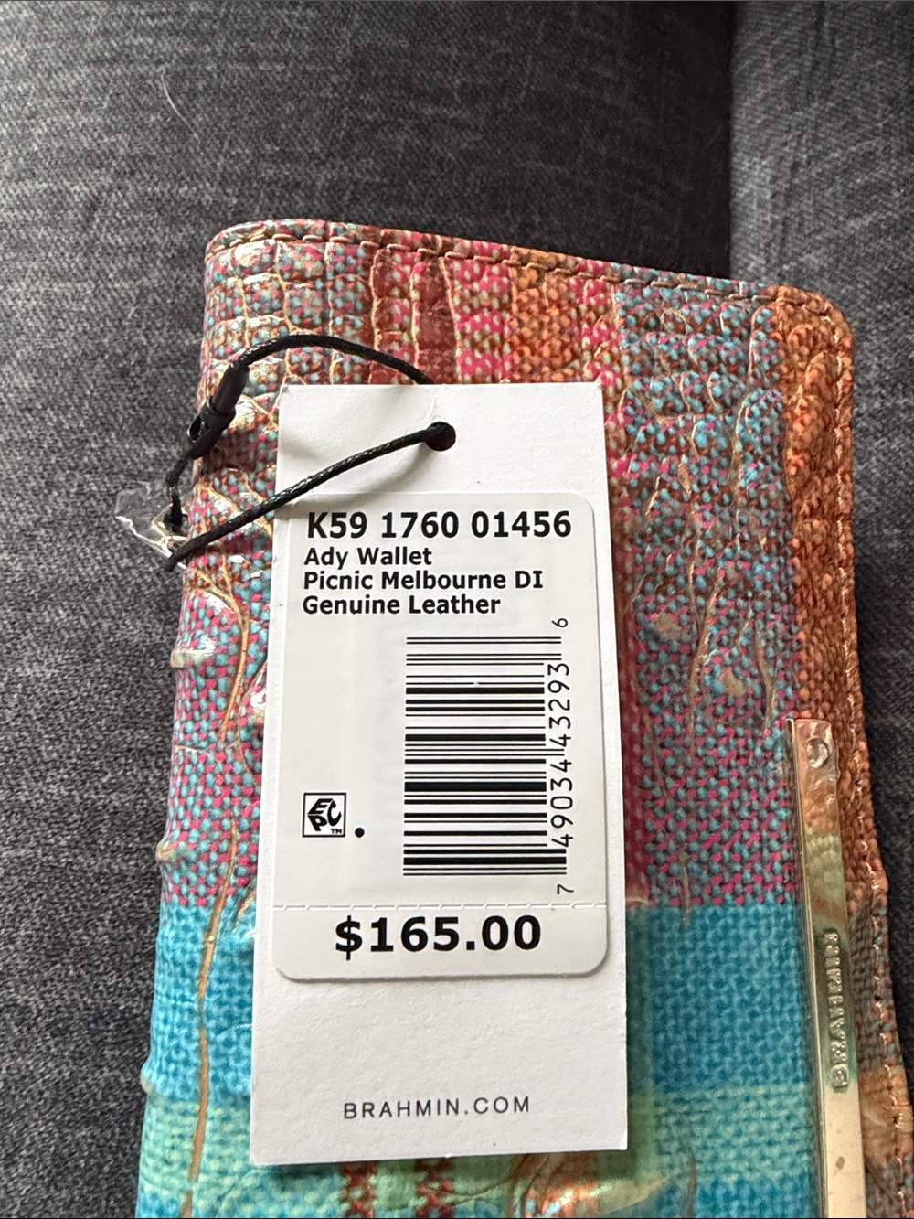 Brahmin Multicolor Textured Leather Clutch - Pink, Blue, Gold, Green - Picture 2 of 6